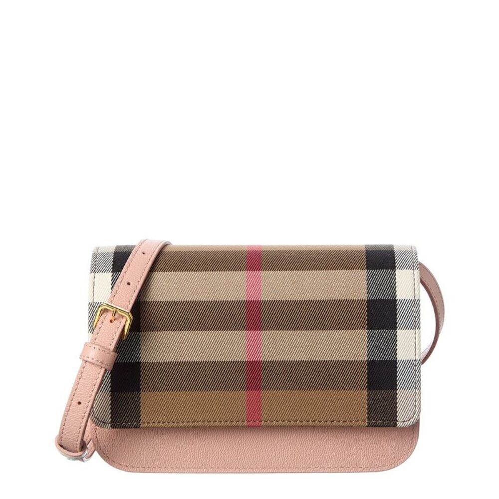 Burberry Check Cotton & Leather Shoulder Bag, Pink